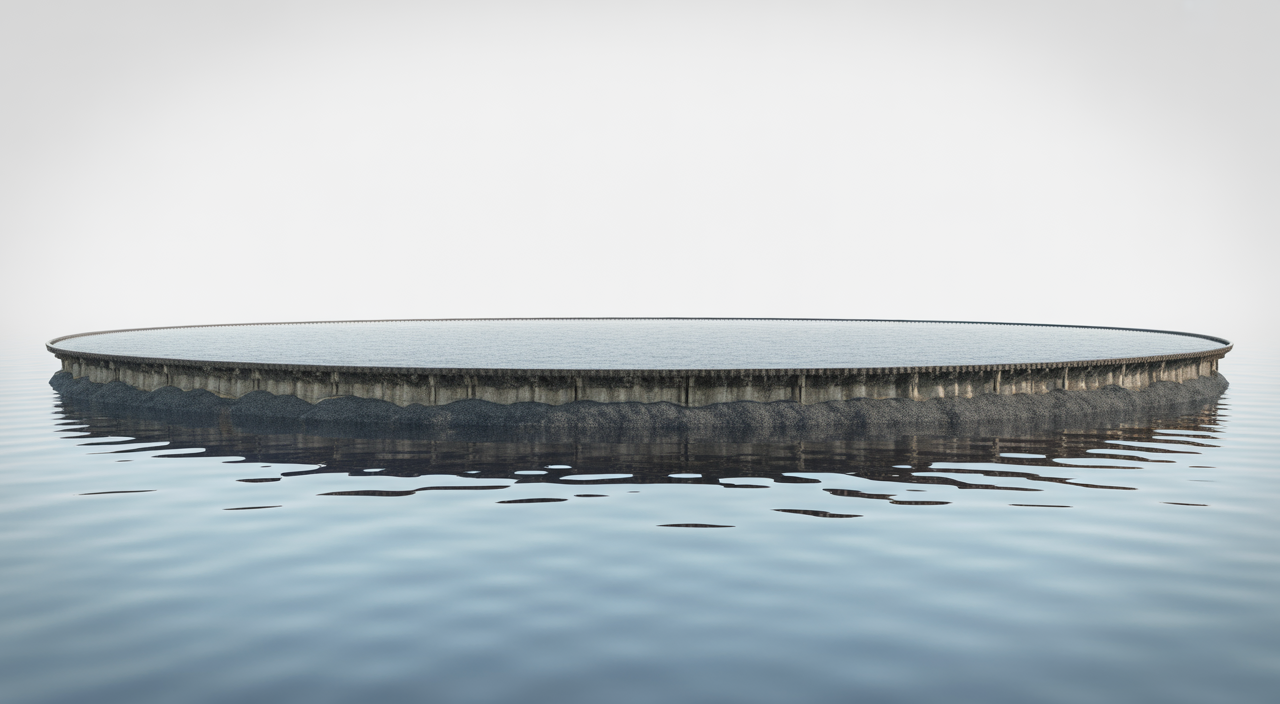 WWTP dredge in operation, efficiently removing sludge from a wastewater treatment plant