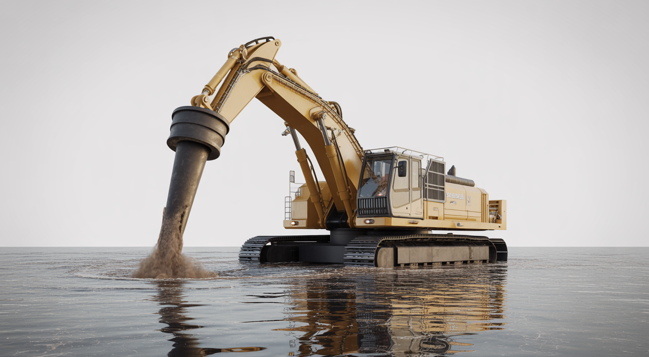 Hydraulic dredge removing sediment from a waterway