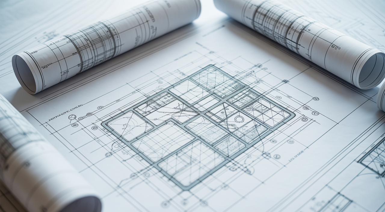 Architectural blueprint representing engineering compliance standards in the UK