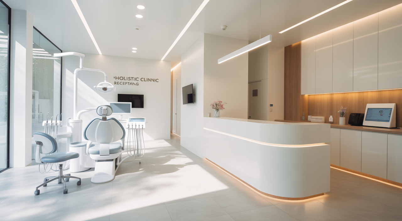 Modern holistic dental office interior with advanced technology and a welcoming atmosphere, emphasizing comprehensive patient care for a Houston holistic dentist.